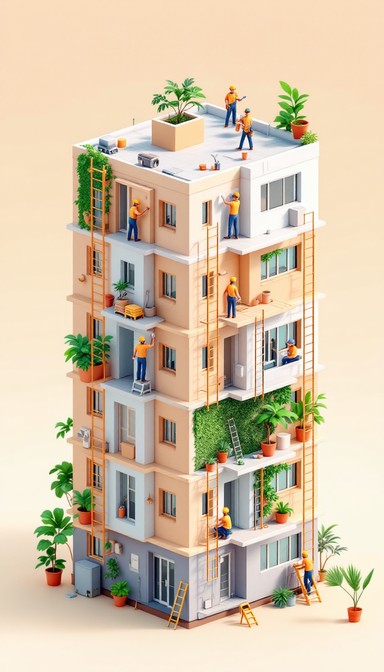 Free Building Maintenance Workers Image - Isometric, Miniature, Diorama ...