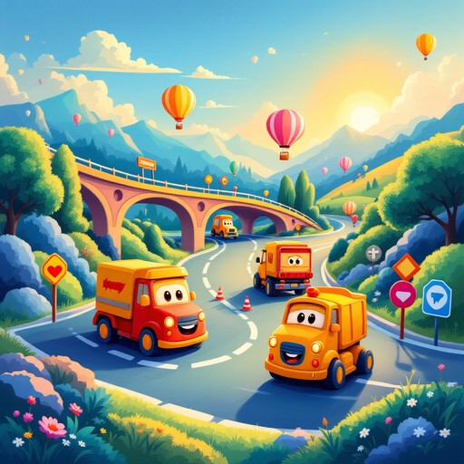 Smiling Car Bridge Free Happy Highway Adventures Image - Cartoon, Vehicles, Highway ...