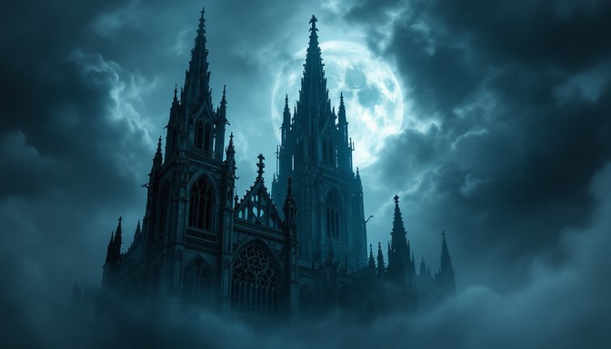 Free Gothic Cathedral Night Image - Gothic, Cathedral, Spires ...