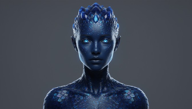 Free Sapphire Alien Portrait Image - Blue, Crystalline, Humanoid ...