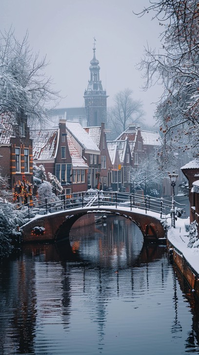 Dutch Winter Free Snowy canal scene Image - Snow, Canal, Boats | Download at StockCake
