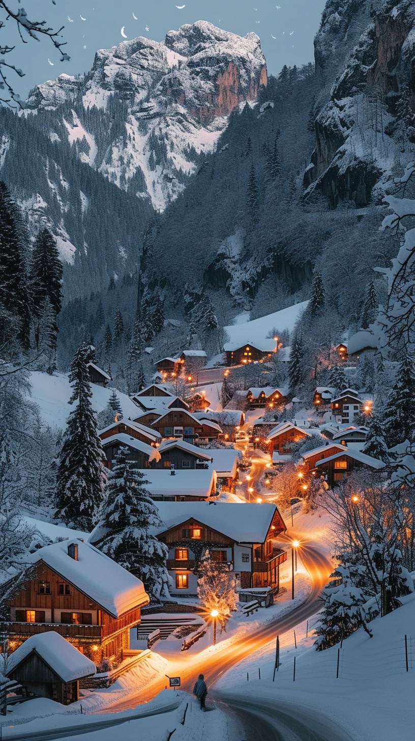 Free Alpine Winter Evening Image - Winter, Alpine, Village | Download ...