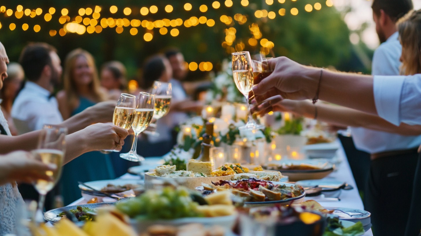 Ones Giving A Toast At An Outdoor Party