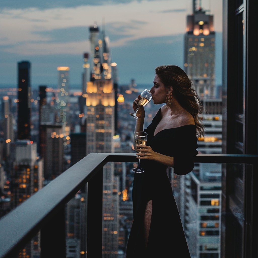 Free Elegant Evening Sip Image - Woman, Balcony, Evening | Download at ...