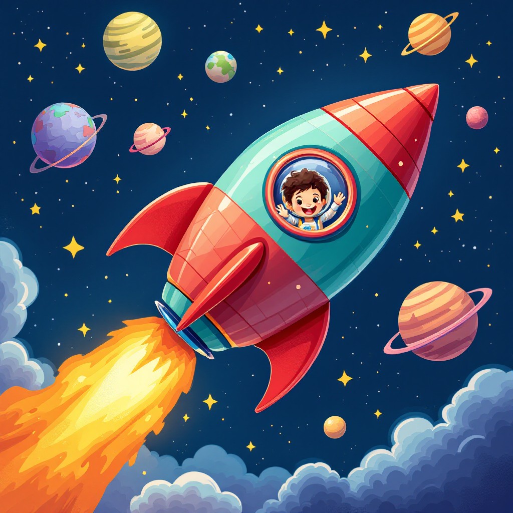 Free Space Adventure Begins Image - Rocket, Spaceship, Children ...
