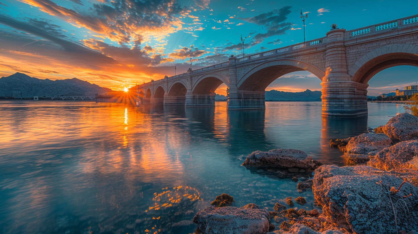 Free Sunset Bridge View Image - Sunset, Bridge, Water | Download at ...