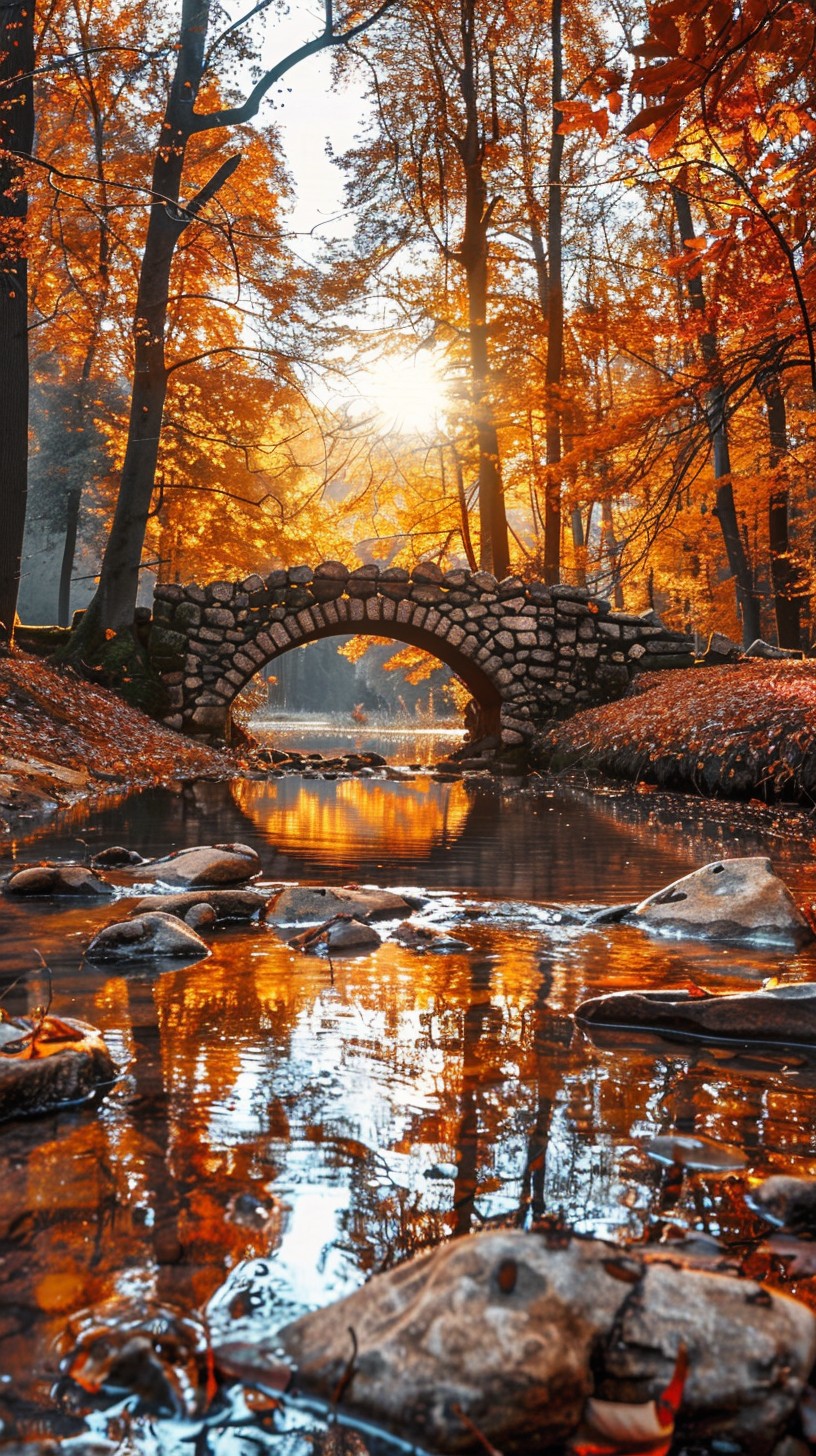 Free Autumn Bridge Scene Image - Autumn, Bridge, Sunset | Download at ...