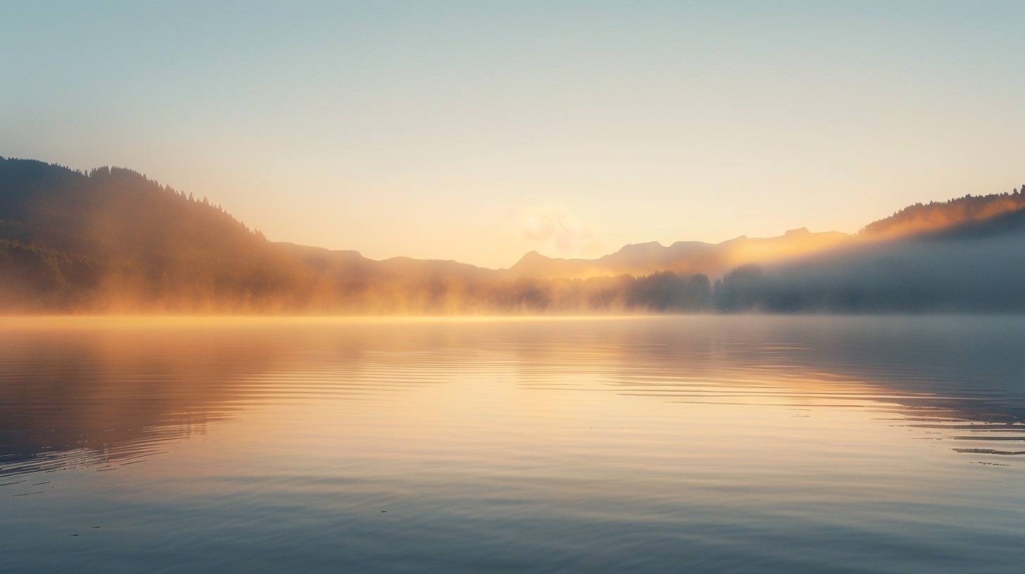 Free Misty Lake Sunrise Image - Sunrise, Mist, Lake | Download at StockCake