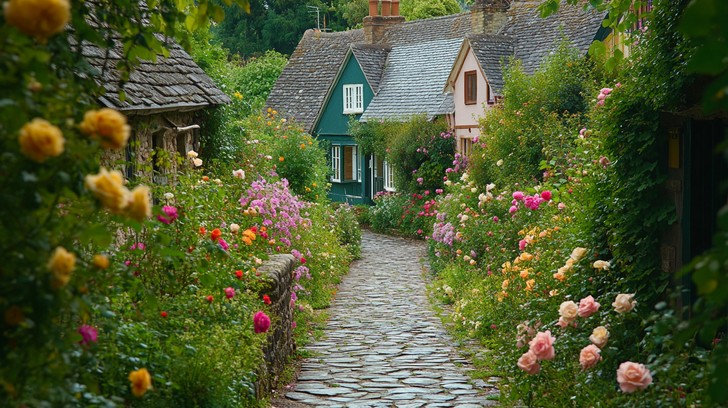 Free Charming Village Path Image - Village, Path, Flowers | Download at ...