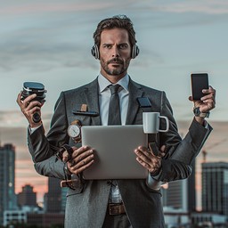 Multitasking Tech Free Tech-Savvy Multitasker Image - Technology, Businessman ...