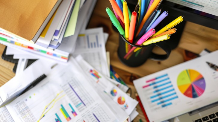 Free Colorful Desk Clutter Image - Workspace, Cluttered, Colorful ...