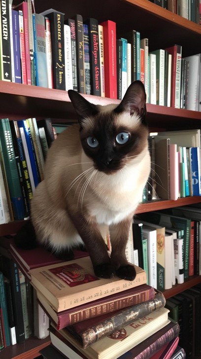 Bookbot Cats Free Cat on Books Image - Cat, Books, Vintage | Download at StockCake