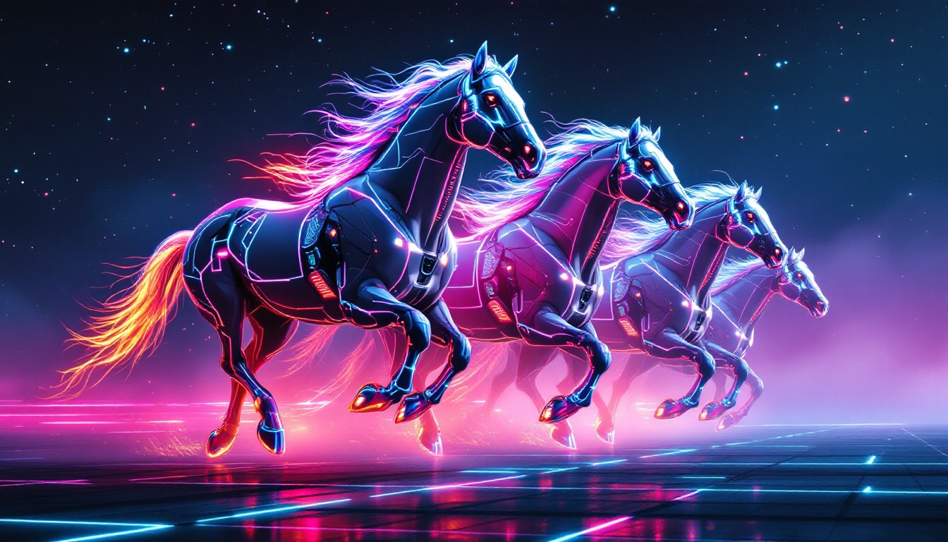 Free Neon Horses Running Image - Synthwave, Cyberpunk, Neon | Download ...
