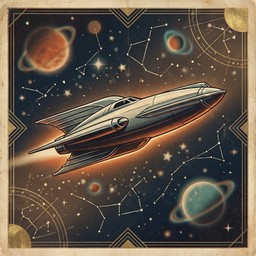 無料画像「レトロな宇宙の冒険」 - 宇宙船, レトロ, ヴィンテージ 