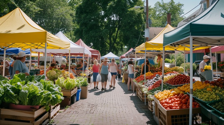 Strolling through a farmers market