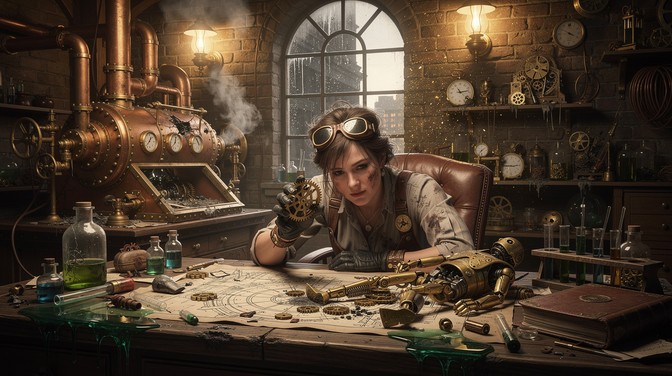 Free Steampunk Inventor Workshop Image - Steampunk, Inventor, Woman ...