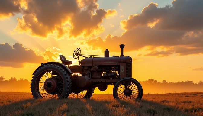 Rustic Tractor Hub Free Rustic Dawn Sentinel Image - Tractor, Sunrise, Farm | Download at ...