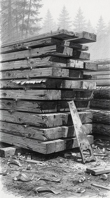 Free Stacked Timber Sketch Image - Sketch, Pencil, Graphite | Download ...
