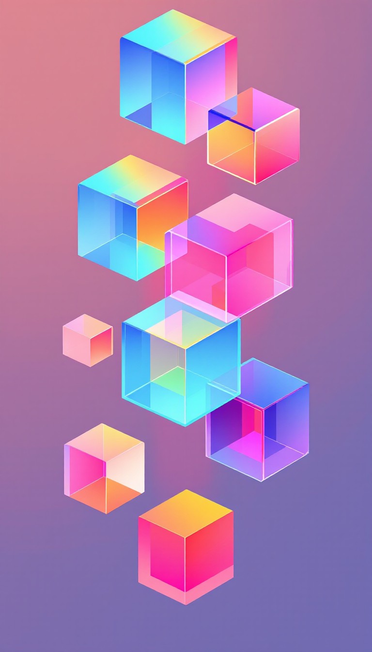 Floating Blocks Gradient Download Floating Geometric Dreams Image - Geometric, Gradient, Minimal ...