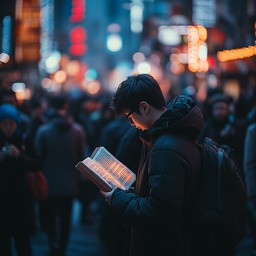 Free Reading Among Crowds Image - City, Reading, Night | Download at ...