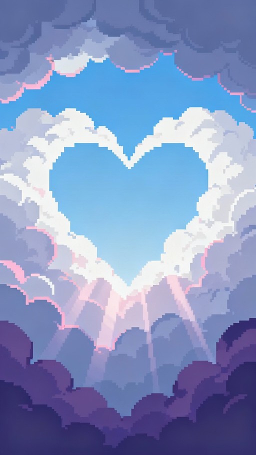 Free Pixel Love Portal Image - Heart, Clouds, Sky | Download at StockCake