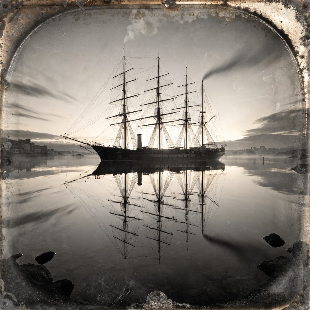 Download Ghostly Harbor Twilight Image - Daguerreotype, Vintage