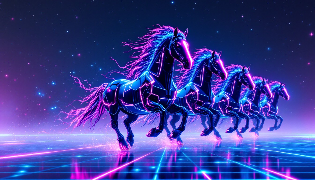 Free Neon Horses Running Image - Synthwave, Cyberpunk, Horses ...
