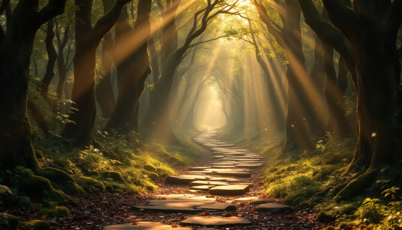 Free Mystical Forest Path Image - Forest, Path, Sunbeams | Download at ...