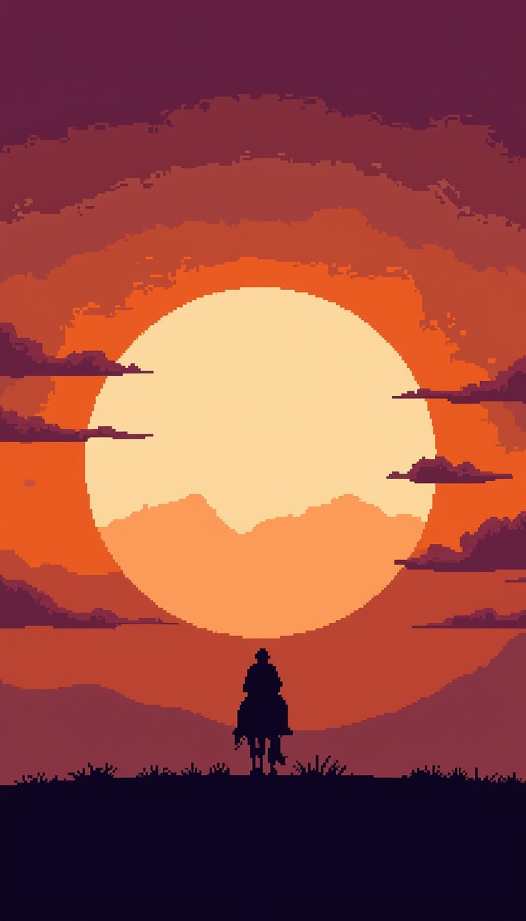 Free Sunset Pixel Rider Image - Sunset, Pixel, Silhouette | Download at ...