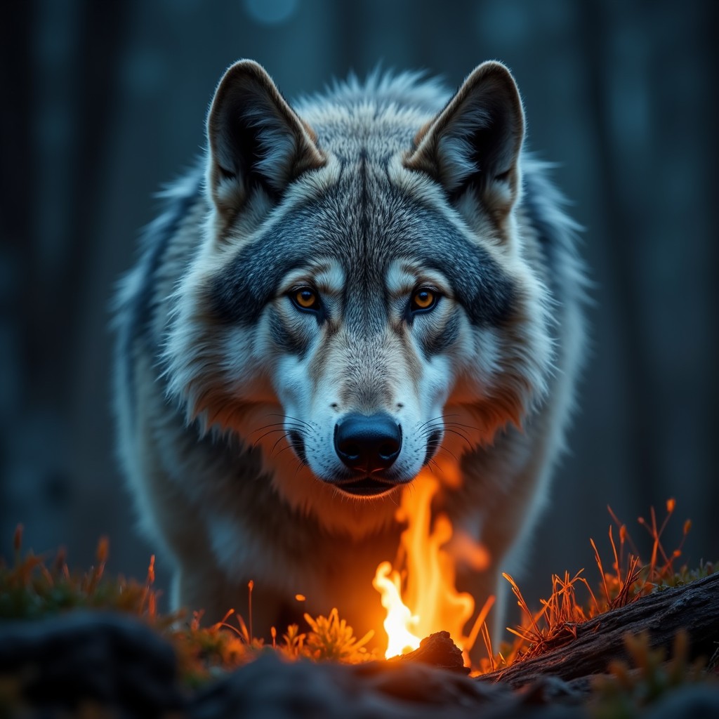 Free Fire Meets Wolf Image - Wolf, Fire, Wilderness | Download at StockCake