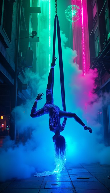 Free Neon Aerial Acrobat Image | Download at StockCake