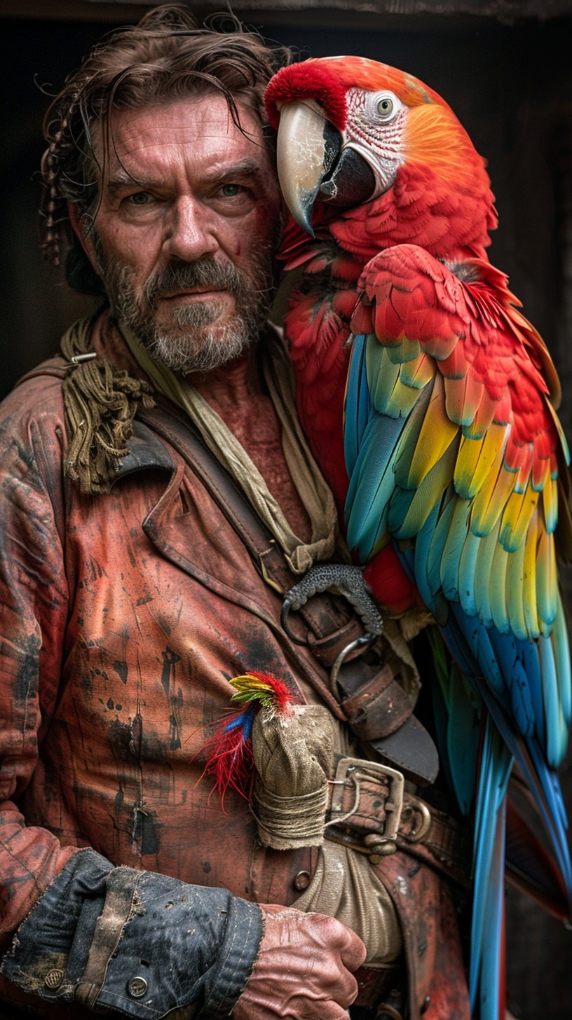 Free Man with Parrot Image - Man, Parrot, Rugged | Download at StockCake