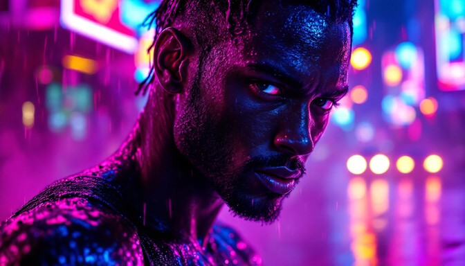 Free Neon Rain Warrior Image - Cyberpunk, Neon, Rain | Download at ...