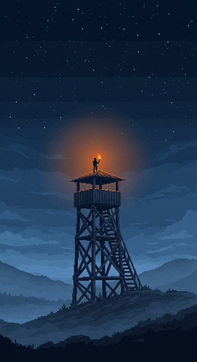 Pixels Graphics Watchtower Free Twilight Tower Guardian Image - Watchtower, Night, Pixel ...