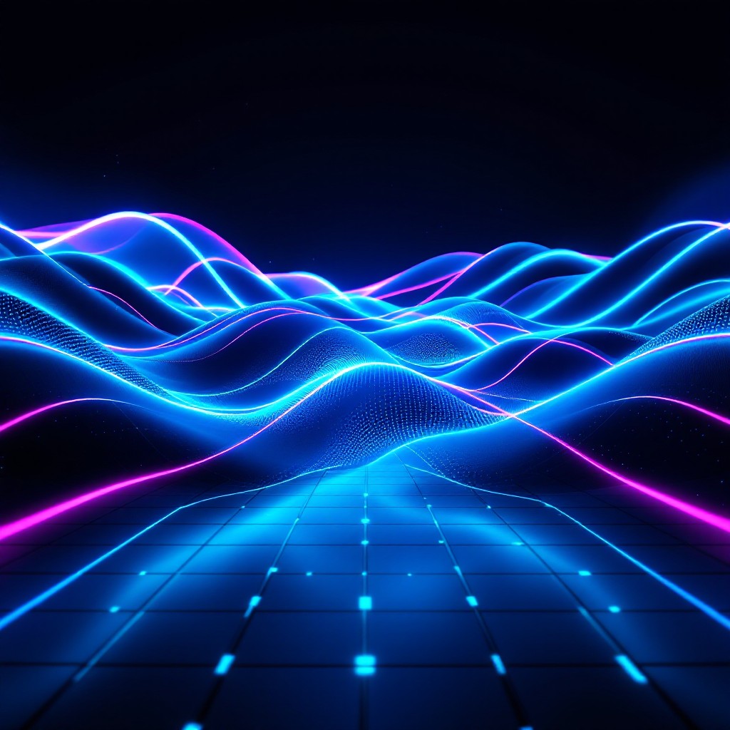 Neon Wave Riding Download Neon Waves Dancing Image - Cyberpunk, Neon, Waves | StockCake