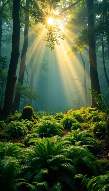 Free Sunlit Forest Ferns Image - Forest, Ferns, Sunbeams | Download at ...