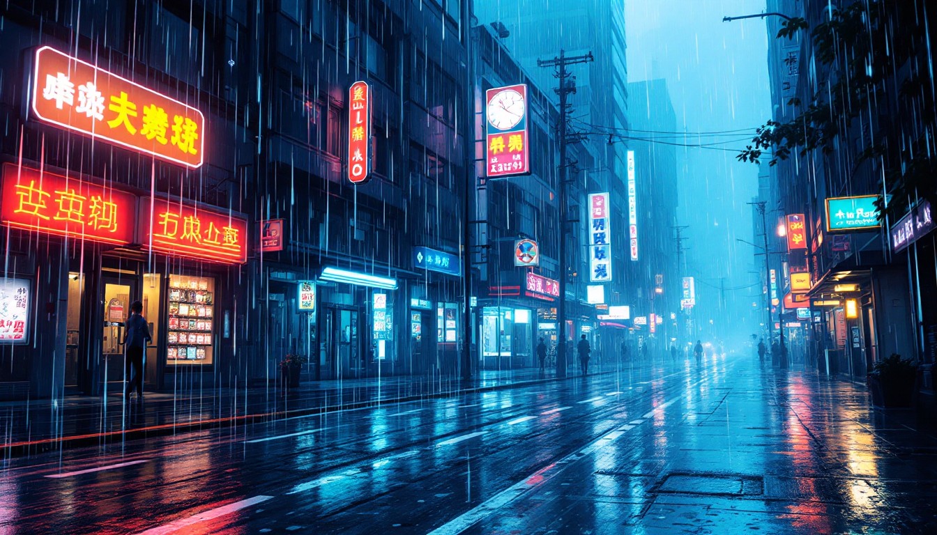 Free Neon Rain City Image - Cyberpunk, Rain, Neon | Download at StockCake