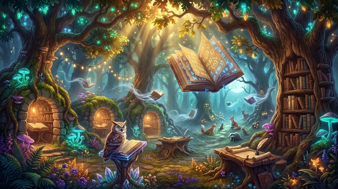 Free Enchanted Forest Library Image - Fantasy, Library, Enchanted ...
