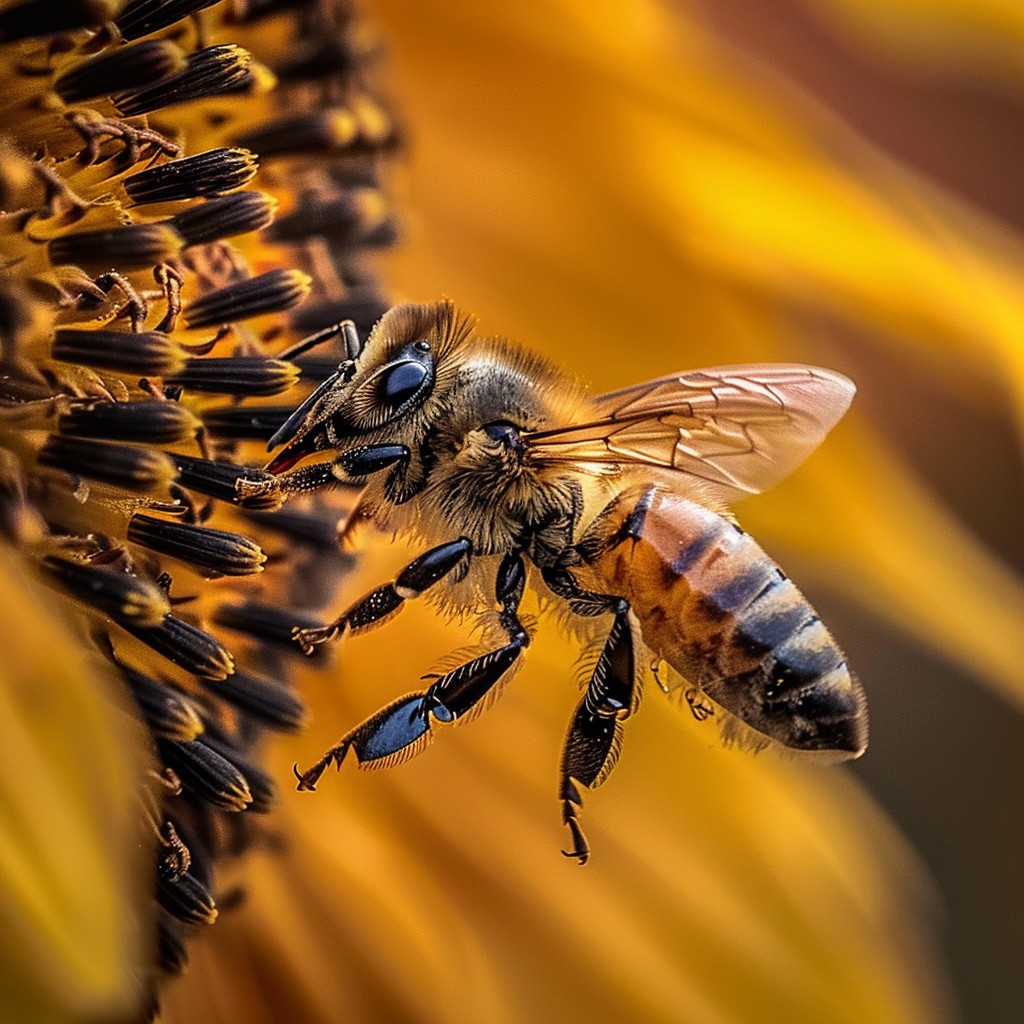 Free Bee on Sunflower Photo - Bee, Sunflower, Pollen | Download at ...