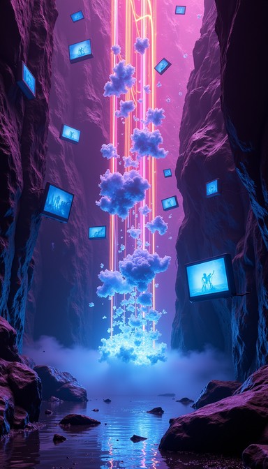 Free Digital Waterfall Cavern Image - Digital, Waterfall, Screens ...