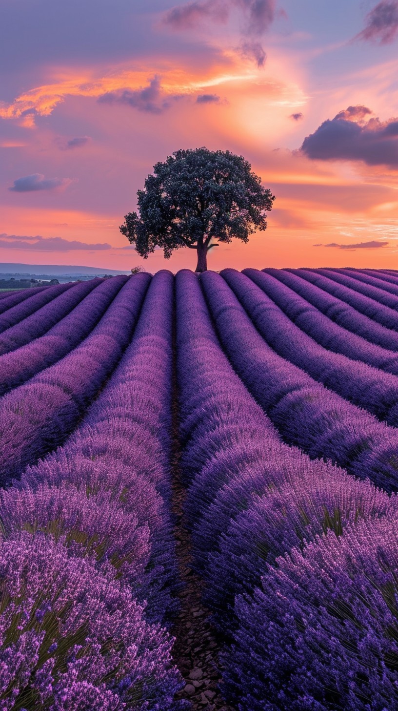 Free Lavender Field Sunset Image - Lavender, Sunset, Tree | Download at ...