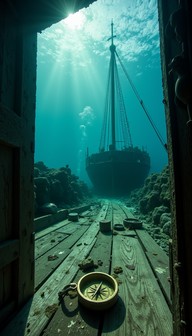 Free Submerged nautical treasure Image - Shipwreck, Underwater, Compass ...