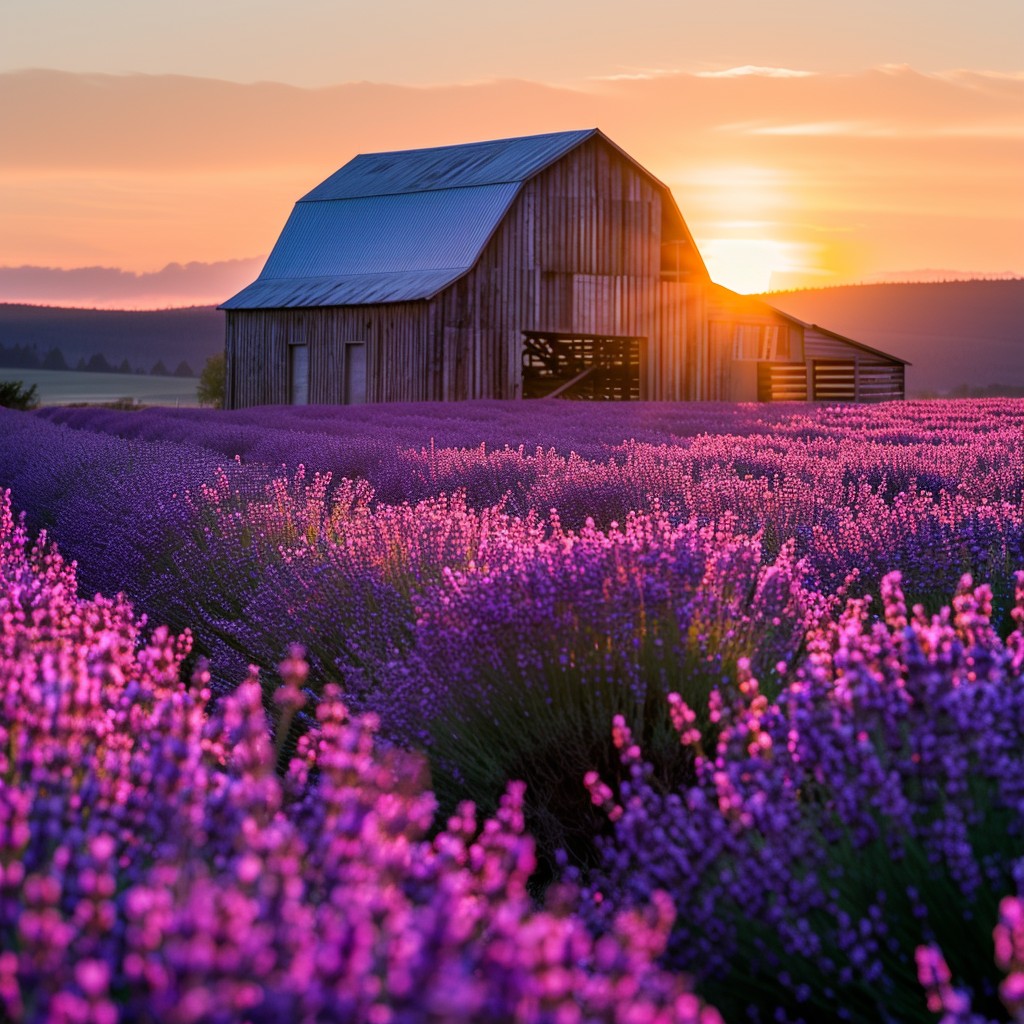 Free Lavender Field Sunset Image - Sunset, Lavender, Barn | Download at ...