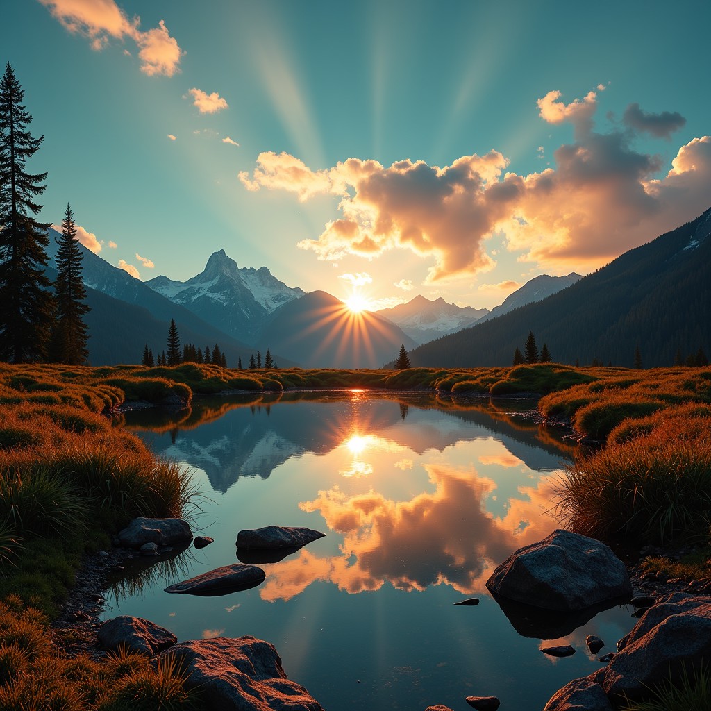 Free Golden Mountain Reflection Image - Mountains, Reflection, Sunset ...