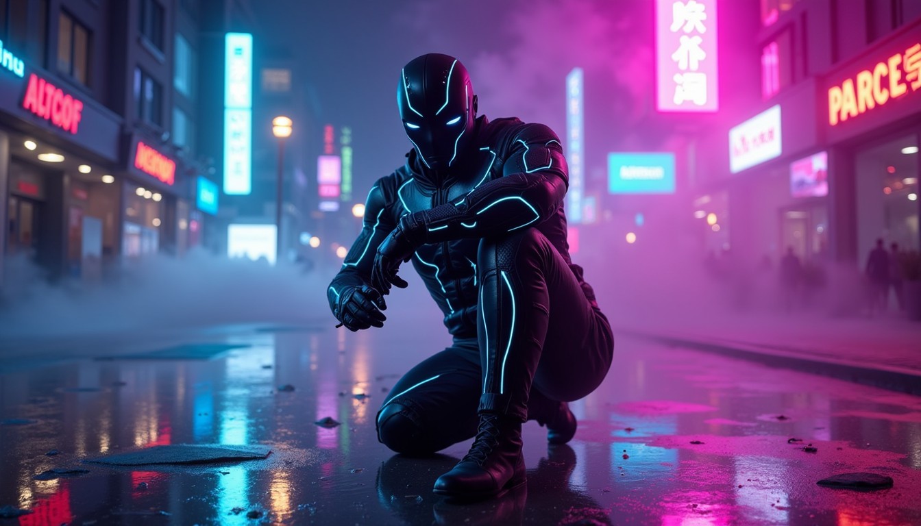 Shadow Fighter Vector Free Neon Shadow Fighter Image - Cyberpunk, Futuristic, Neon | Download ...