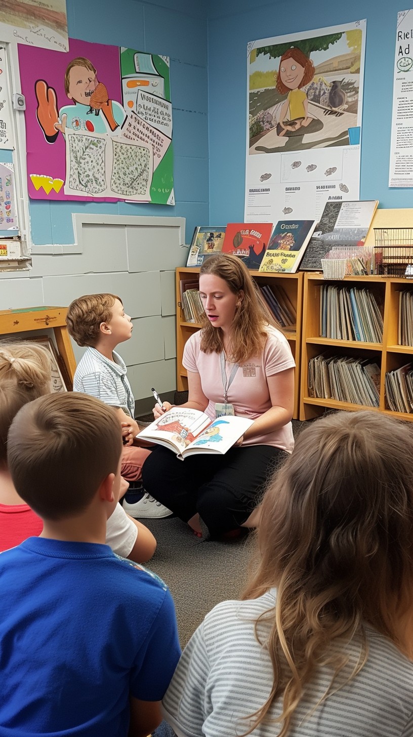 Free Classroom Reading Time Image - Teacher, Children, Reading ...