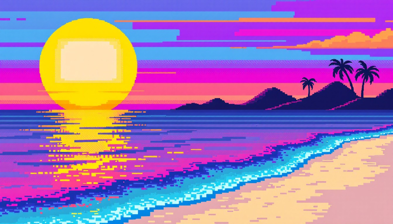 Free Retro Beach Pixels Image - Pixelart, Retro, Beach | Download at ...