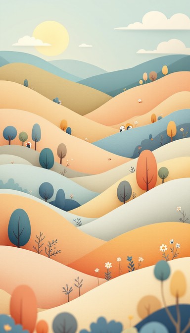 Painted Rounded Hills Free Dreamy Rolling Hills Image | Download at StockCake
