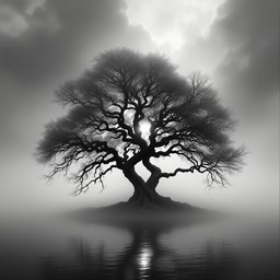 Free Twisted Tree Reflection Image - Tree, Reflection, Monochrome ...