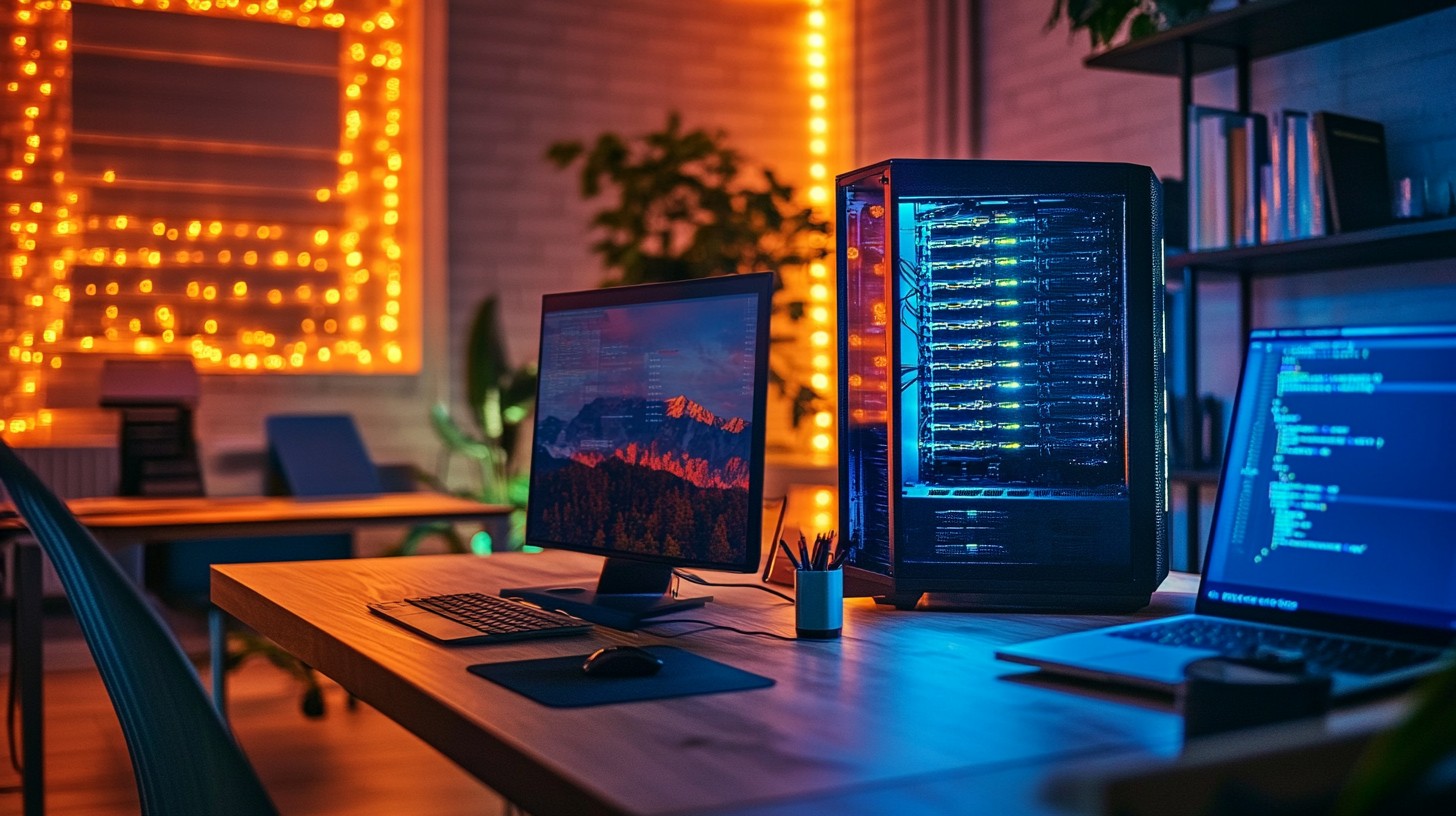 Free Tech workspace glow Image - Technology, Workspace, Coding ...